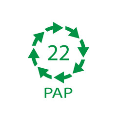 Paper recycling symbol PAP 22. Vector illustration.