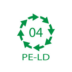 PE-LD 04 recycling code symbol. Plastic recycling vector low density polyethylene sign.