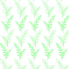 Pattern branches with green leaves. For fabrics, background , wall paper, wrapping, poster or banner. Vector illustration