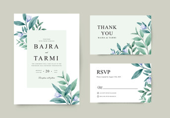 Fototapeta na wymiar Wedding invitation card with watercolor floral