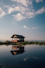 Fototapeta premium House over the lake, Inle Lake, Myanmar