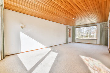 Empty spacious living room in traditional house