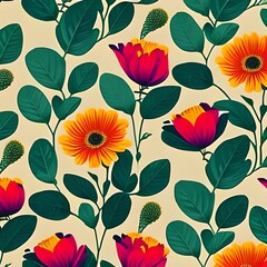 Flowers on a cream colored background.
