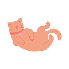 Single hand drawn cat in a funny pose. Isolated on a white background.