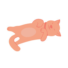 Single hand drawn cute dog sleep and dreaming. Isolate on a white background.