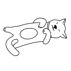 Cute dog sleep and dreaming. Doodle vector illustration. Isolated on a white background.