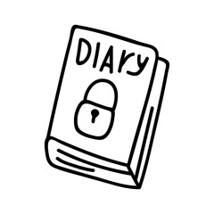 Single hand drawn diary. Vector illustration in doodle style. Isolate on a white background.