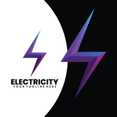 Vector illustration logo electricity gradient colorful