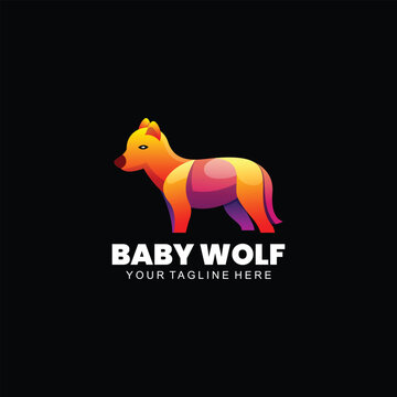 Vector illustration logo baby wolf gradient colorful