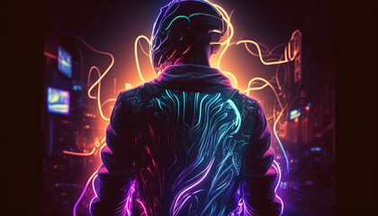 Cyberpunk Futuristic wave colorful person