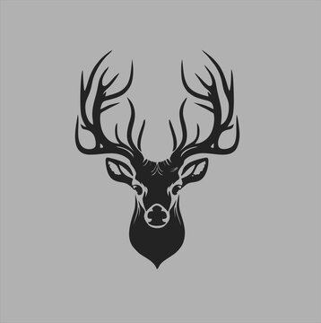 Deer head design vector on gray background. Deer animal icon vector illustration.