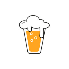 Beer glass colored icon isolated on white background. Beer Symbol. Vector Design Illustration. Outline style.