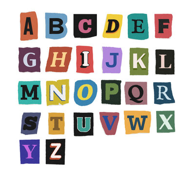 Vector Letter Cutout Newspaper and Magazine Characters: Uppercase letter, Ideal for Ransom Notes and Creative Typography