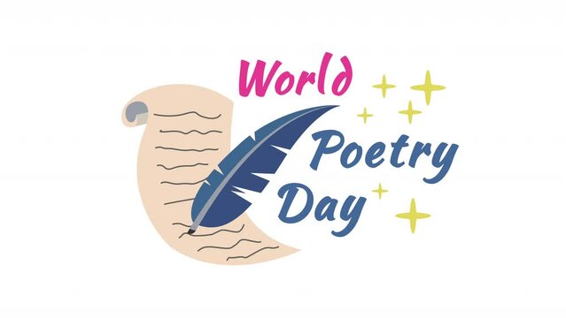 World poetry day greeting animation text, for banner, social media feed wallpaper stories