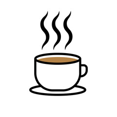 Steam and coffee icon. Cafe. Rest. Vector.