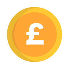 Flat design pound sterling coin icon. British currency. Vector.