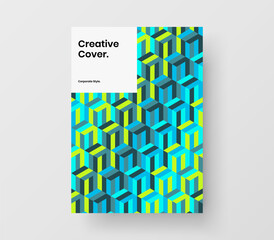 Premium book cover A4 design vector layout. Original mosaic shapes poster template.