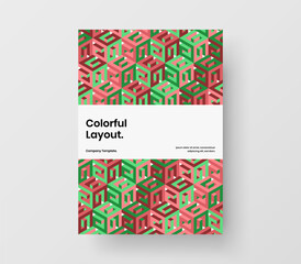 Abstract catalog cover vector design concept. Colorful mosaic pattern booklet illustration.