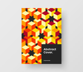 Isolated mosaic hexagons presentation concept. Simple magazine cover vector design illustration.