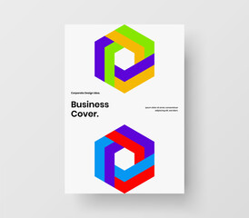 Colorful magazine cover vector design concept. Bright geometric shapes company brochure template.