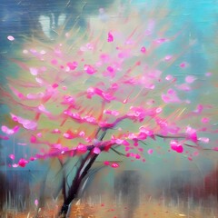 Beauty with This Impressionism Cherry Blossom Painting. Generative Ai
