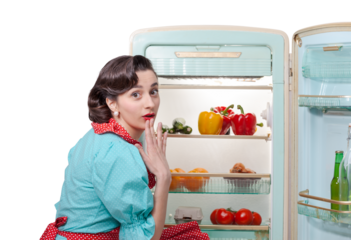 Vintage style housewife preparing a meal