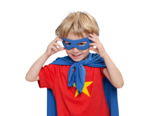 Little boy superhero isolated