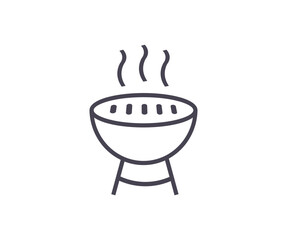 Grilling BBQ line icon. Isolated sign on white background. BBQ time, grill party. Thin linear style icon vector design and illustration.

