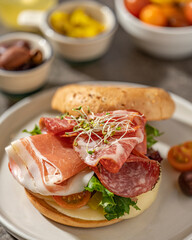 bagel sandwich of italian meats