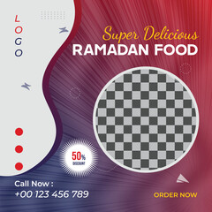 Vector ramadan special offer restaurant food menu business marketing social media post or web banner template design with abstract background, logo and icon. 