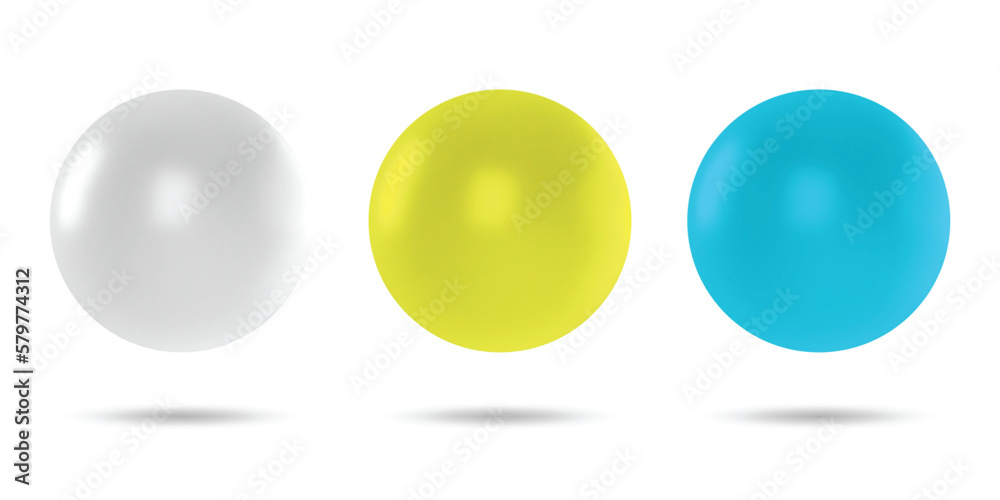 Wall mural set of vector colored spheres with a shadow