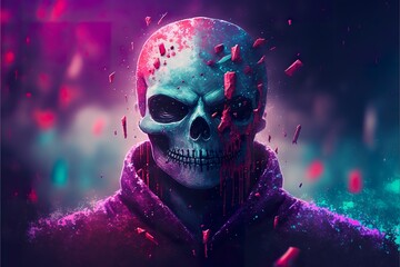 Mysterious man in a skull mask Ai Generate
