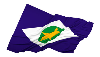 A bandeira do estado de Mato Grosso, região Centro-Oeste, Brasil - Ilustração 3D