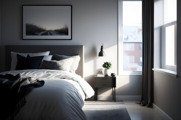 Architectural photography of a modern Bedroom.AI generated