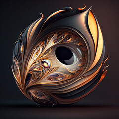 Cat's eye background, with gold strokes, giant drop, brown shading, dark color gradient, generative AI