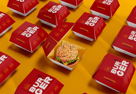 Burger Box Set Mockup 