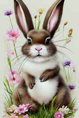 Fototapeta premium Easter bunny with Easter eggs, bunny, Easter, Easter eggs, bunny, Easter bunny, rabbit,