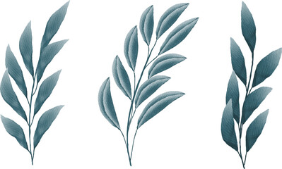 Watercolor green leaves