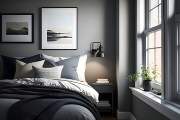 Architectural photography of a modern Bedroom.AI generated