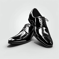 Modern design black leather shoes shiny on white background Created with Generative AI technology.