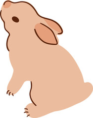 Easter baby rabbit graphic element. Cute bunny isolated element, spring hare hand drawn illustration. Beige naive animal
