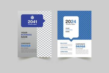 Obraz premium BI fold brochure template, presentation flyer template, print flyer template, adverting design 