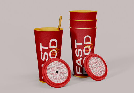 Set of Soda Cup Mockup