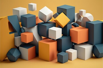 Abstract 3d rendering of geometric shapes. Futuristic background with cubes