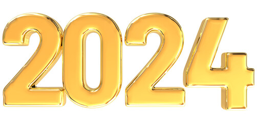 3d number Gold  new year 2024