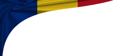 White background with flag of Romania. 3d illustration