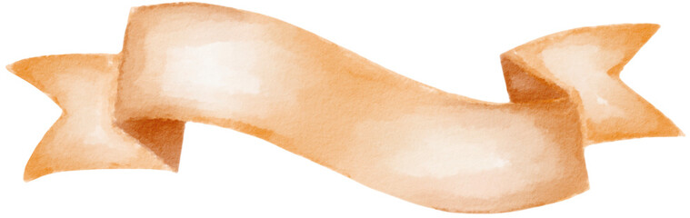 orange ribbon banner watercolor png