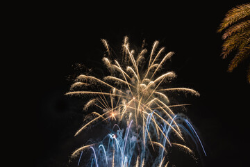 Colourful New Year's Fireworks in Las Palmas de Gran Canaria, Canary Islands, Spain