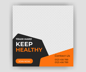 Gym social media post template for promotional business