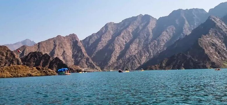 Footage of the Hatta dam lake. Outdoors